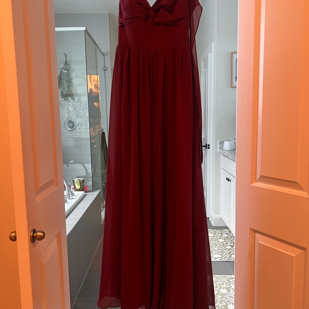 Azazie Burgundy Maxi Dress - Picture 3 of 4